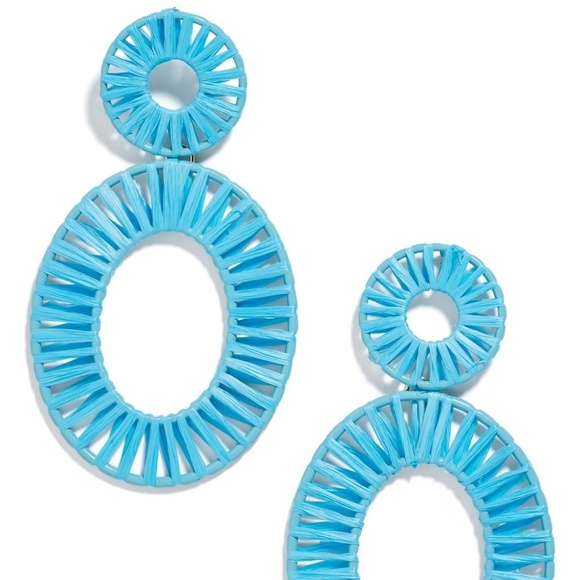 NWT! Turquoise Raffia Dangle Earrings - Picture 5 of 5